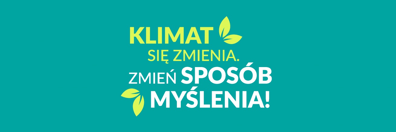 Logo kampanii: Klimat się zmienia. Zmień sposób myślenia!